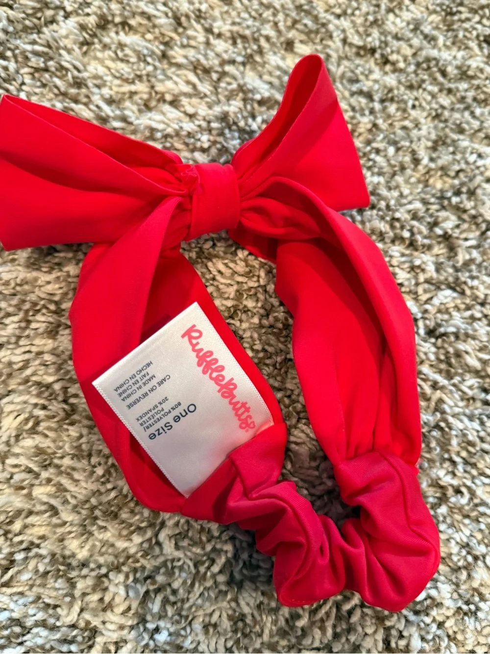 Ruffle Butts Red Bow Elastic Headband